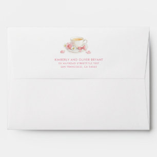 Pink Bow Tea Cute Modern Girl Baby Shower Envelope