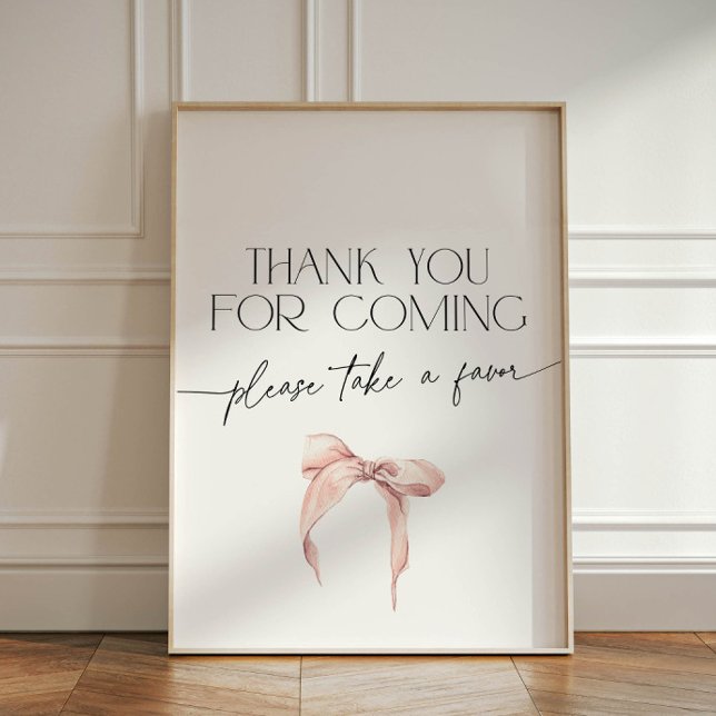 Pink Bow Thank yo ufor coming Pedestal Sign (Creator Uploaded)