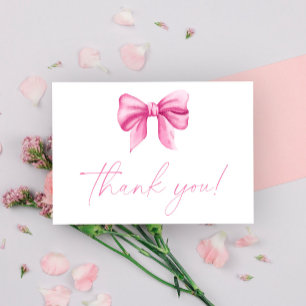 Pink Bow Thank You Card