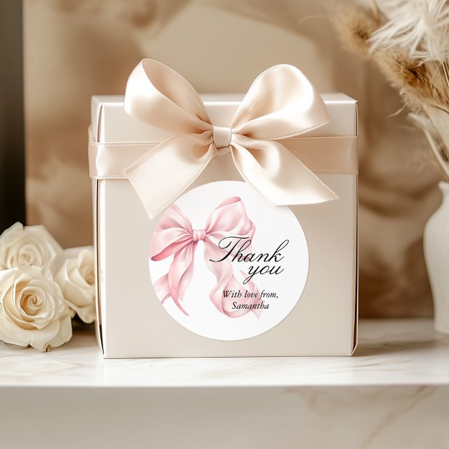 Pink Bow Thank You Coquette Bow Favour Tags (Creator Uploaded)