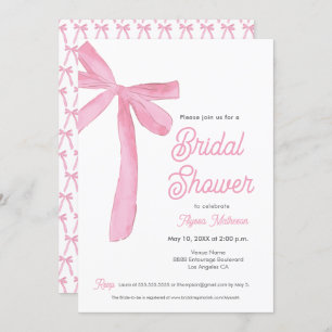 Pink Bow theme bridal shower customisable Invitation