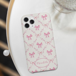 Pink Bow Trellis Coquette Pattern  iPhone 15 Case