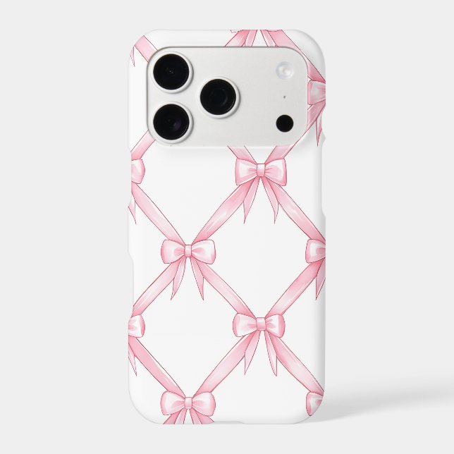 Pink Bow Trellis iPhone Case | Coquette Lattice (Back)