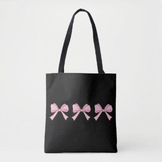 Pink Bow Trio Cute Coquette Aesthetic Tshirt Tote Bag