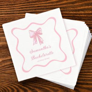 Pink Bow Tying the Knot Bachelorette Party Napkin