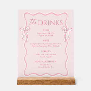 Pink Bow Tying the Knot Bridal Shower Bar Acrylic Sign