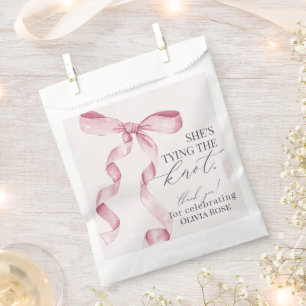 Pink Bow Tying the Knot Bridal Shower Dessert Favour Bags