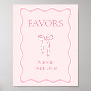 Pink Bow Tying the Knot Bridal Shower Favour Poster