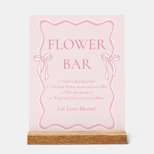 Pink Bow Tying the knot Bridal Shower Flower Bar Acrylic Sign