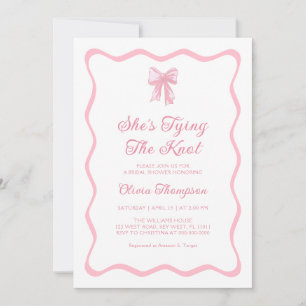 Pink Bow Tying the Knot Bridal Shower Invitation