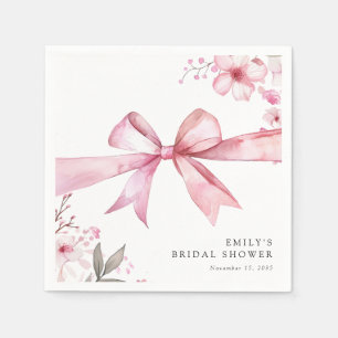 Pink Bow Tying the Knot Bridal Shower Napkin