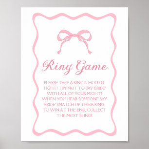 Pink Bow Tying the Knot Bridal Shower Ring Game Poster