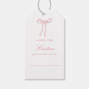 Pink Bow Tying The Knot Display Shower Gift Tags