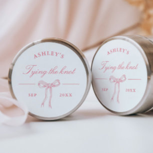 Pink Bow Tying The Knot Favour Classic Round Sticker