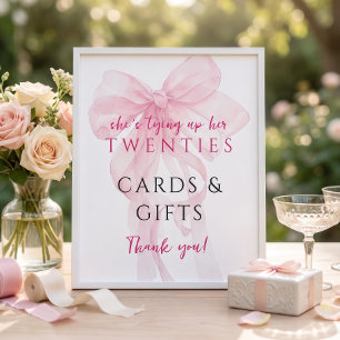 Pink Bow Tying Up 20s Cards Gifts 30th Birthday Poster
