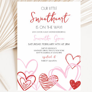 Pink Bow Valentine Baby Shower Invitation