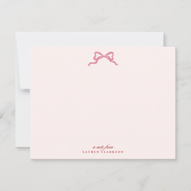 Pink Bow Valentine’s Day Note Card (Front)