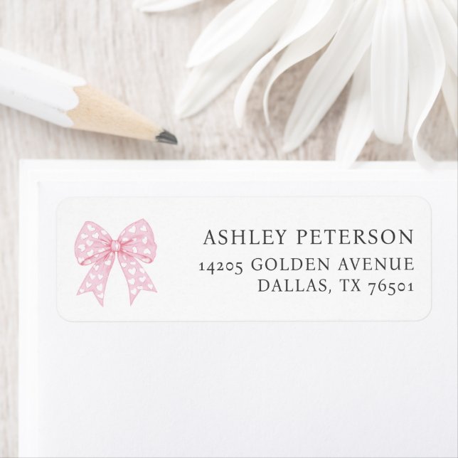 Pink Bow Valentines Sweetheart Return Address (Insitu)