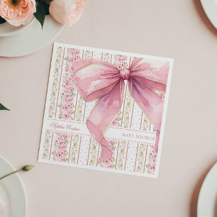 Pink Bow Vintage Coquette Baby Shower Napkin