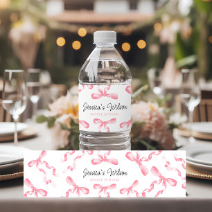 Pink Bow Water Bottle Label