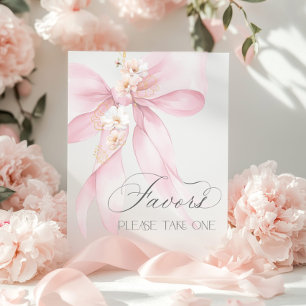 Pink Bow watercolor Favours baby shower Poster
