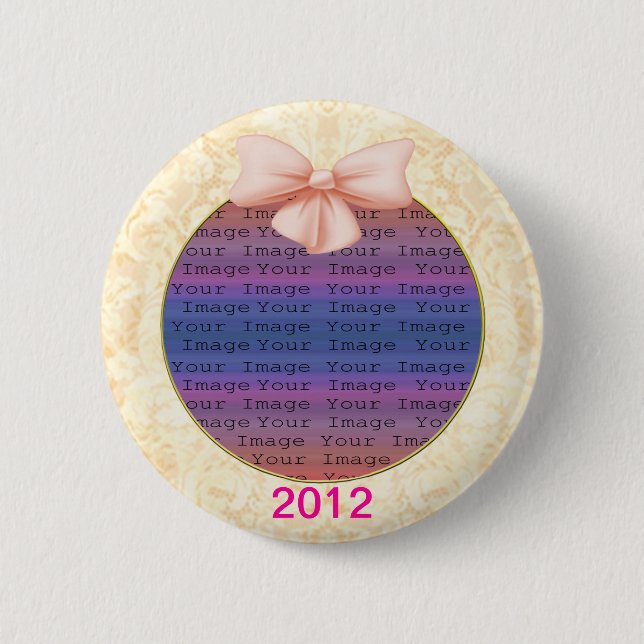 Pink Bow Wedding Button (Front)