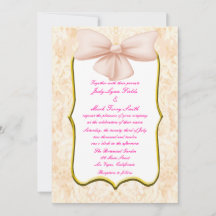 Pink Bow Wedding Invitation