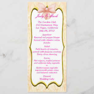 Pink Bow Wedding Menu Card