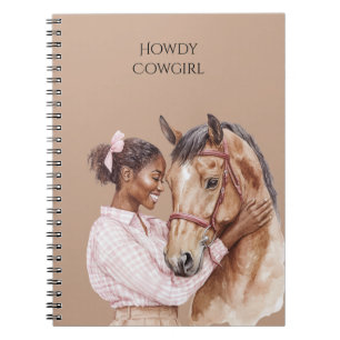 Pink Bow Western Farm Cowgirl Horse Notebook