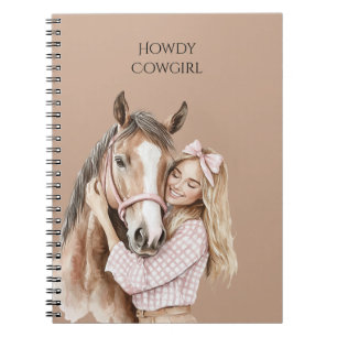 Pink Bow Western Farm Cowgirl Horse Notebook