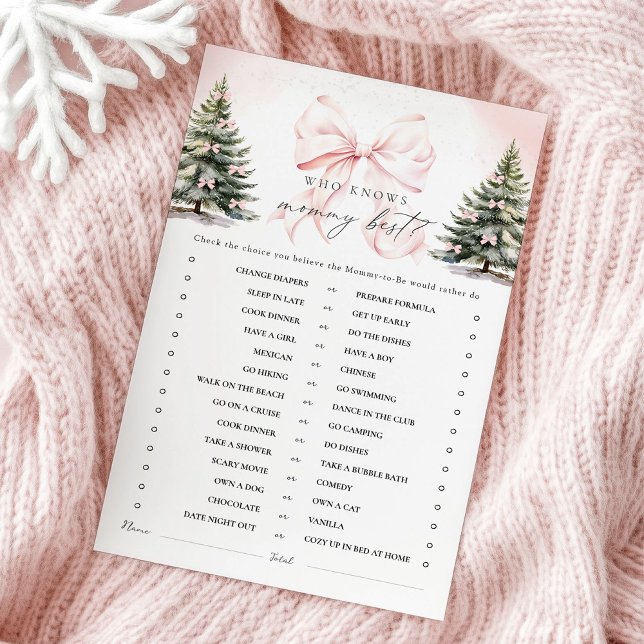 Pink Bow Who Knows Mummy Best Baby Shower Game (Creator Uploaded)