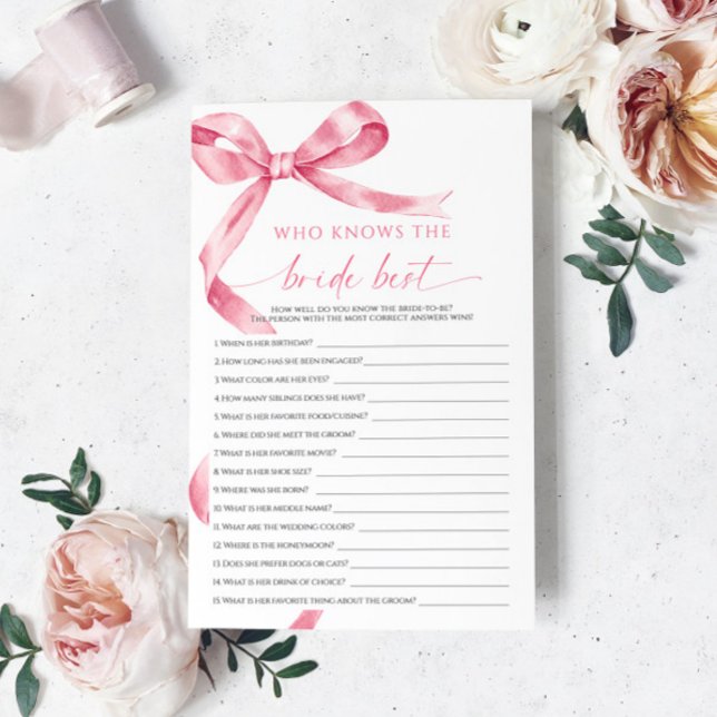 Pink Bow Who Knows The Bride Best Game (Creator Uploaded)