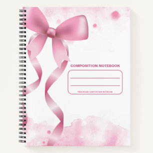 Pink Bow Wide Ruled Composition Notebook