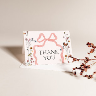 Pink Bow Wildflower Baby Shower Thank You