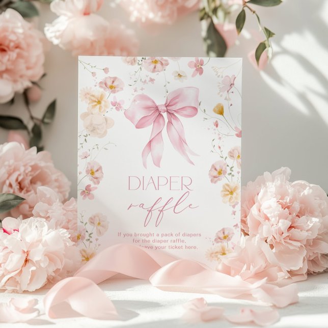 Pink Bow Wildflower Diaper Raffle  Poster (Creator Uploaded)