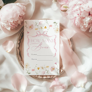 Pink Bow Wildflower How Many Bows baby shower game Enclosure Card