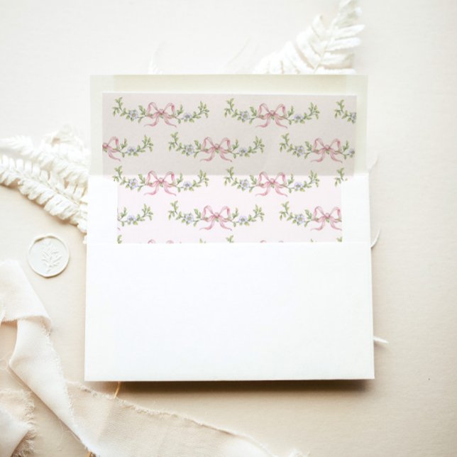Pink Bow Wildflower Vintage baby shower Envelope (Creator Uploaded)