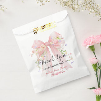 Pink Bow Wildflowers Favour Bags