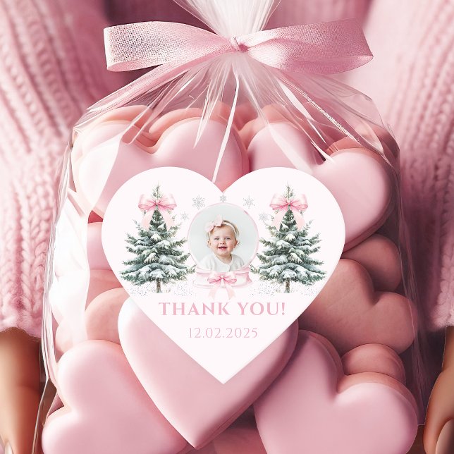 Pink Bow Winter Onederland Heart Sticker (Creator Uploaded)