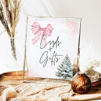 Pink Bow Winter Snowflake BabyShower Cards & Gifts
