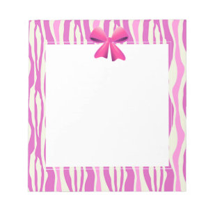 Pink Bow with Pink Zebra Stripes Notepad