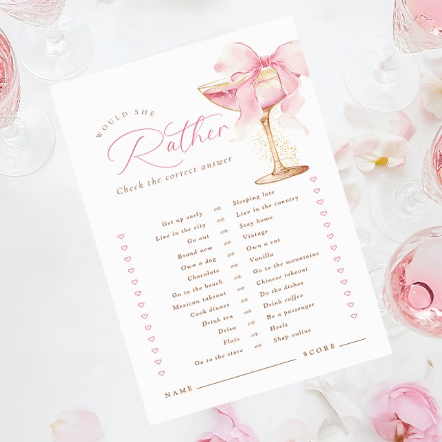 Pink Bow Would She Rather Bridal Shower Game (Creator Uploaded)