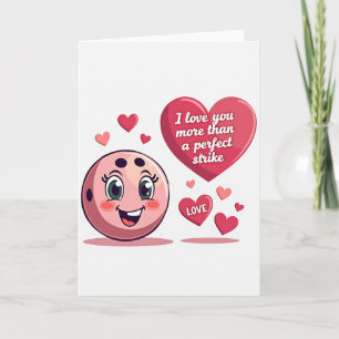 Pink Bowling Ball Love Card