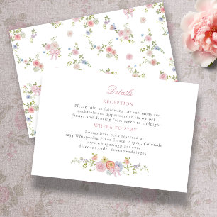 Pink Bows and Wildflowers Details Enclosure Card
