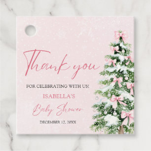 Pink Bows Baby It's Cold Outside Baby Shower Favour Tags