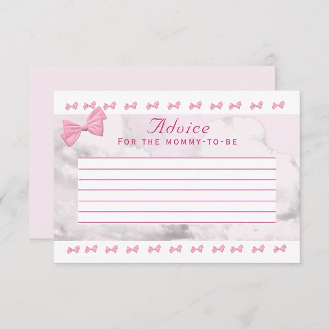 Pink Bows Baby Shower Advice Card (Creator Uploaded)