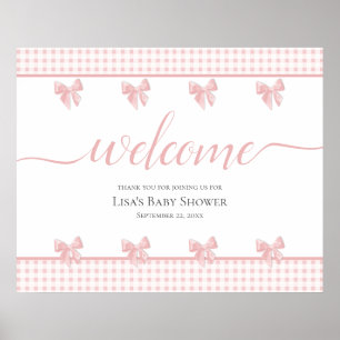 Pink Bows Baby Shower Welcome Sign