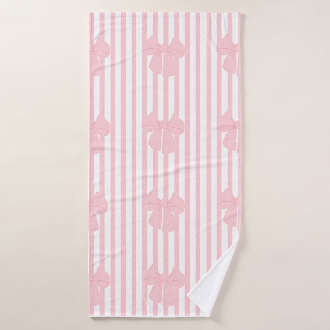 pink bows bath towal towel (Bath Towel)