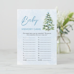 Pink Bows Christmas Baby Shower Baby Memory Game Invitation