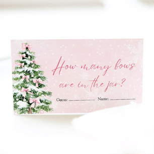 Pink Bows Christmas How Many Bows Baby Shower Game Enclosure Card